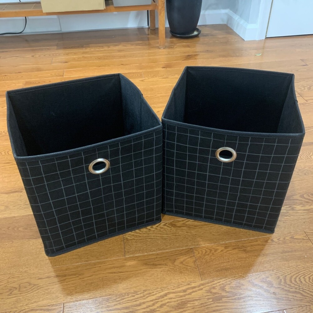 2 x 11” Fabric Bin, black checkered